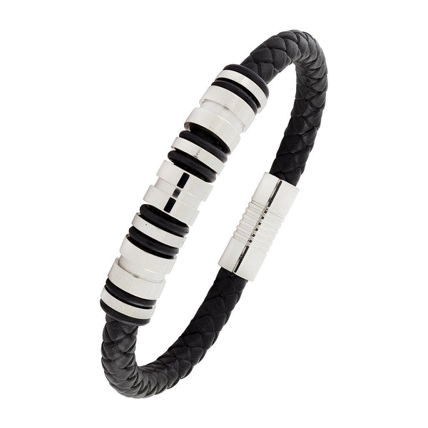 High Quality Braided Leather Stainless Steel Wrist Band Bracelet Bulk Main image
