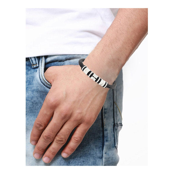 High Quality Braided Leather Stainless Steel Wrist Band Bracelet Bulk Secondary image
