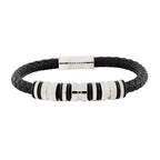 High Quality Braided Leather Stainless Steel Wrist Band Bracelet Bulk