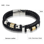 Braided Leather 316L Stainless Steel Wrist Band Bracelet Men Bulk