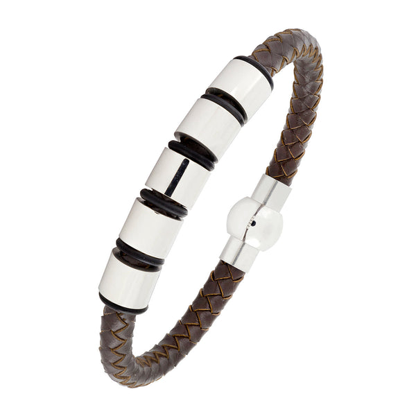 Punk Braided Leather 316L Stainless Steel Wrist Band Bracelet Bulk Main image