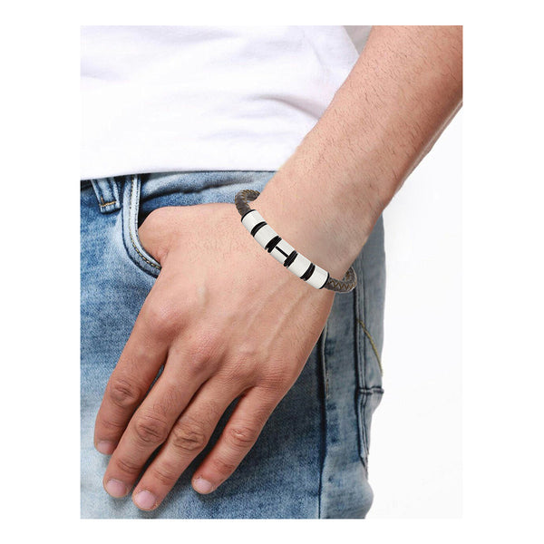 Punk Braided Leather 316L Stainless Steel Wrist Band Bracelet Bulk Secondary image