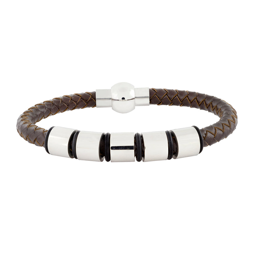 Punk Braided Leather 316L Stainless Steel Wrist Band Bracelet Bulk
