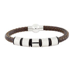 Punk Braided Leather 316L Stainless Steel Wrist Band Bracelet Bulk