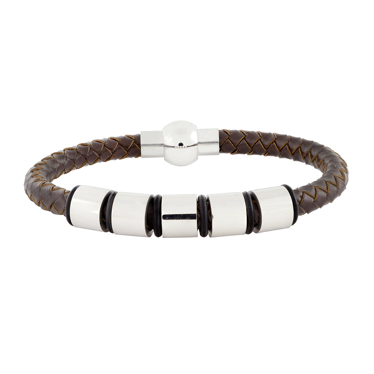 Punk Braided Leather 316L Stainless Steel Wrist Band Bracelet Bulk
