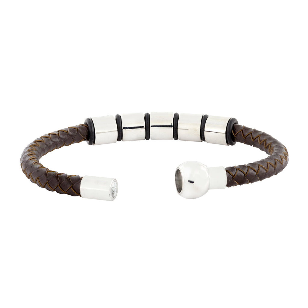 Punk Braided Leather 316L Stainless Steel Wrist Band Bracelet Bulk