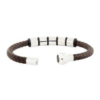Punk Braided Leather 316L Stainless Steel Wrist Band Bracelet Bulk