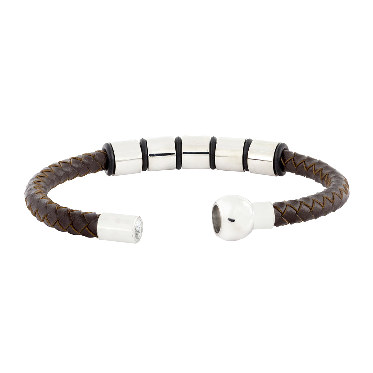Punk Braided Leather 316L Stainless Steel Wrist Band Bracelet Bulk