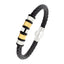 3D Braided Leather 316L Stainless Steel Wrist Band Bracelet Men Bulk