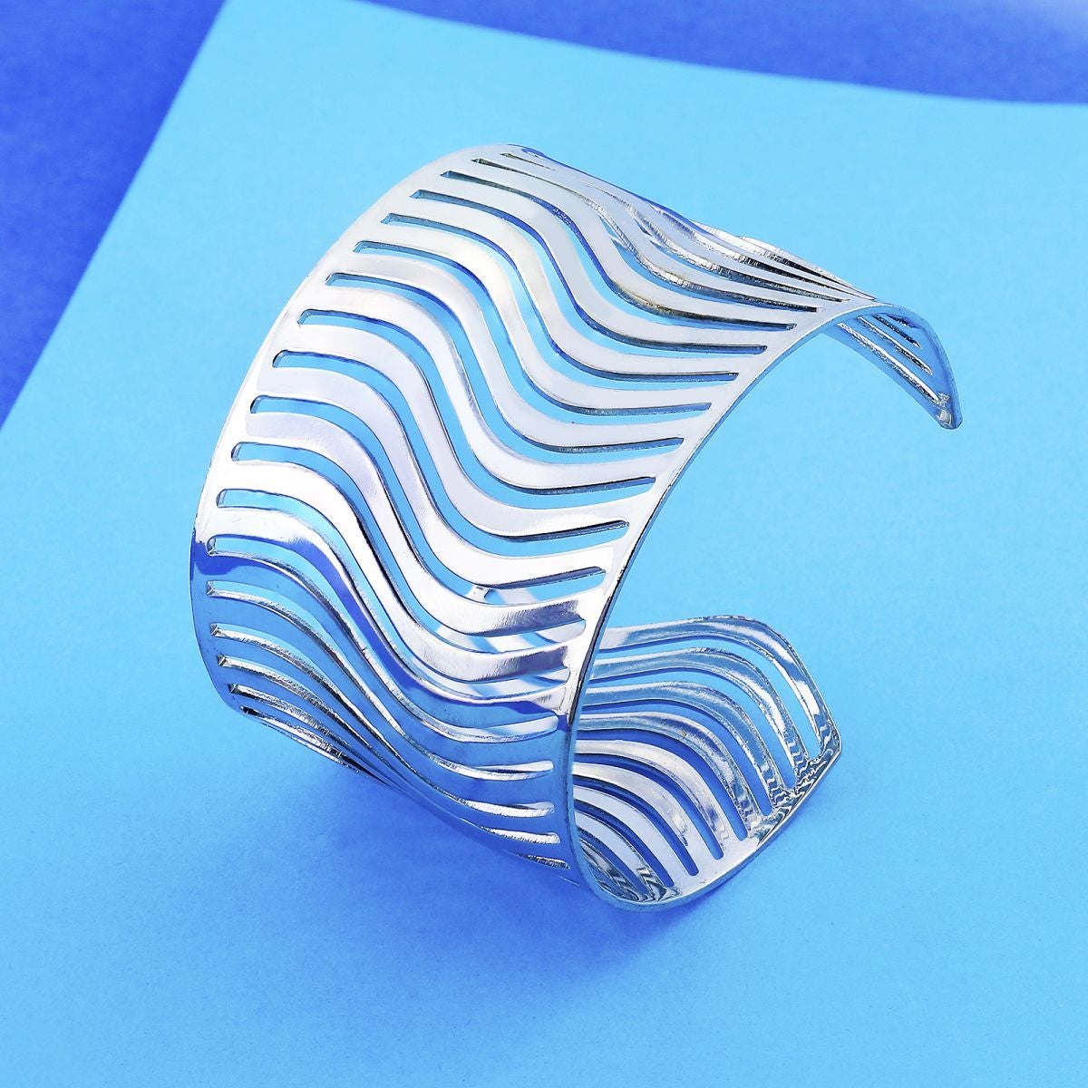 Waves Cuff Party Statement Mesh Silver Cuff Kada Bangle Bracelet Bulk