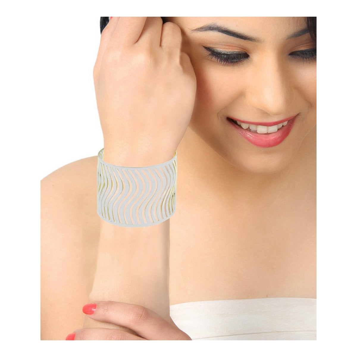 Waves Cuff Party Statement Mesh Silver Cuff Kada Bangle Bracelet Bulk
