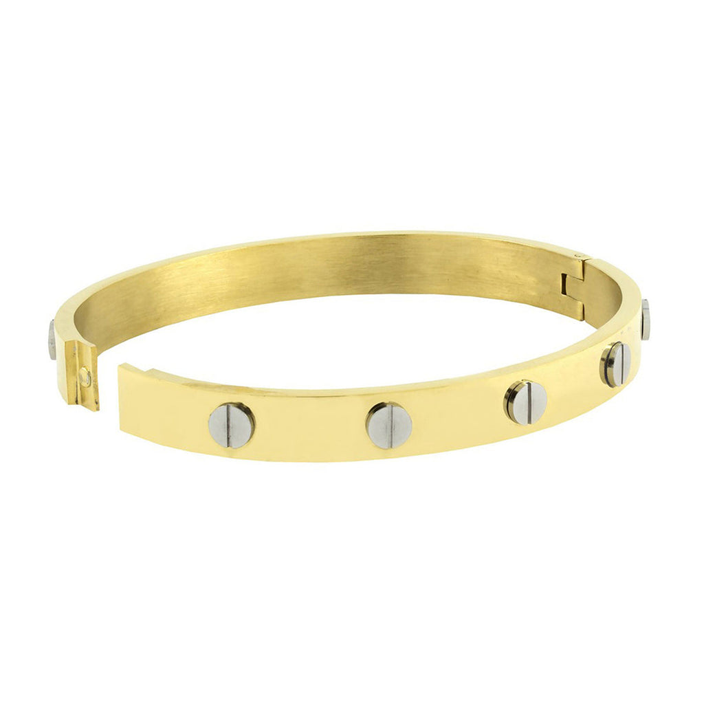 18K Gold 316L Stainless Steel Openable Kada Bangle Bracelet Men Bulk