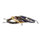 Biker Multi Strand Leather Thread Wood Beads Wrist Band Bracelet Bulk