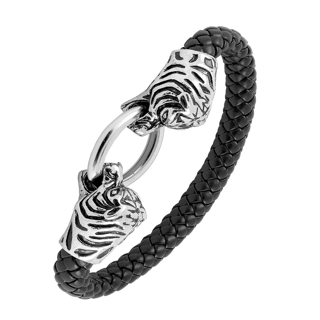 Lion Dragon Punk 316L Stainless Steel Leather Bracelet Wrist Band Bulk