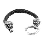 Lion Dragon Punk 316L Stainless Steel Leather Bracelet Wrist Band Bulk