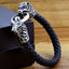 Lion Dragon Punk 316L Stainless Steel Leather Bracelet Wrist Band Bulk