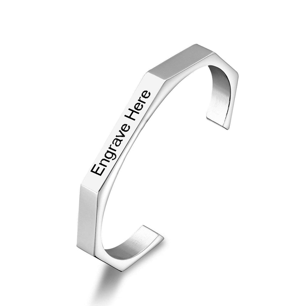7Mm Hexagon Personalized Engrave Stainless Steel Cuff Kada Bangle Bulk