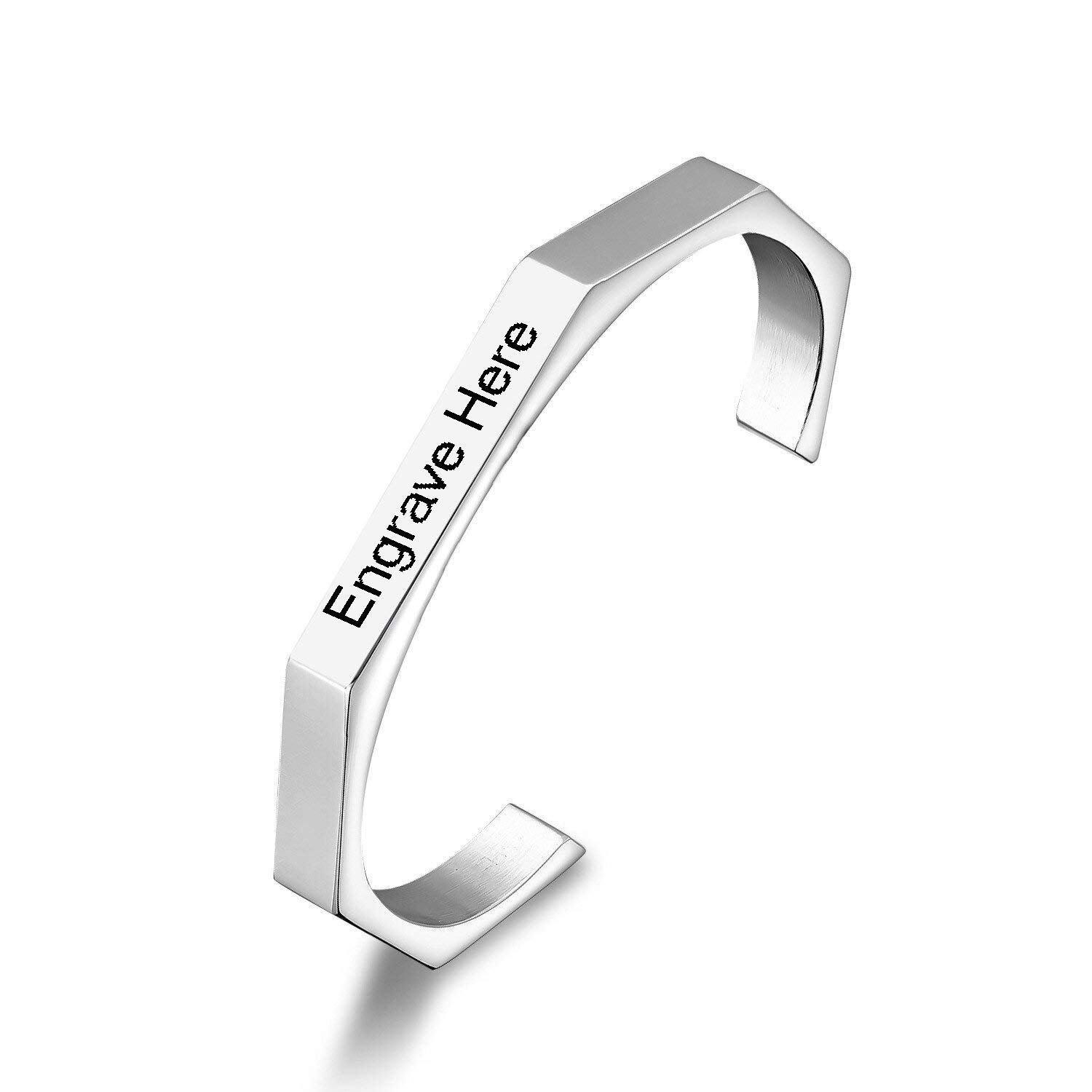 7Mm Hexagon Personalized Engrave Stainless Steel Cuff Kada Bangle Bulk