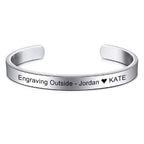 8Mm Stainless Steel Letter Engraved Silver Bangle Cuff Bulk