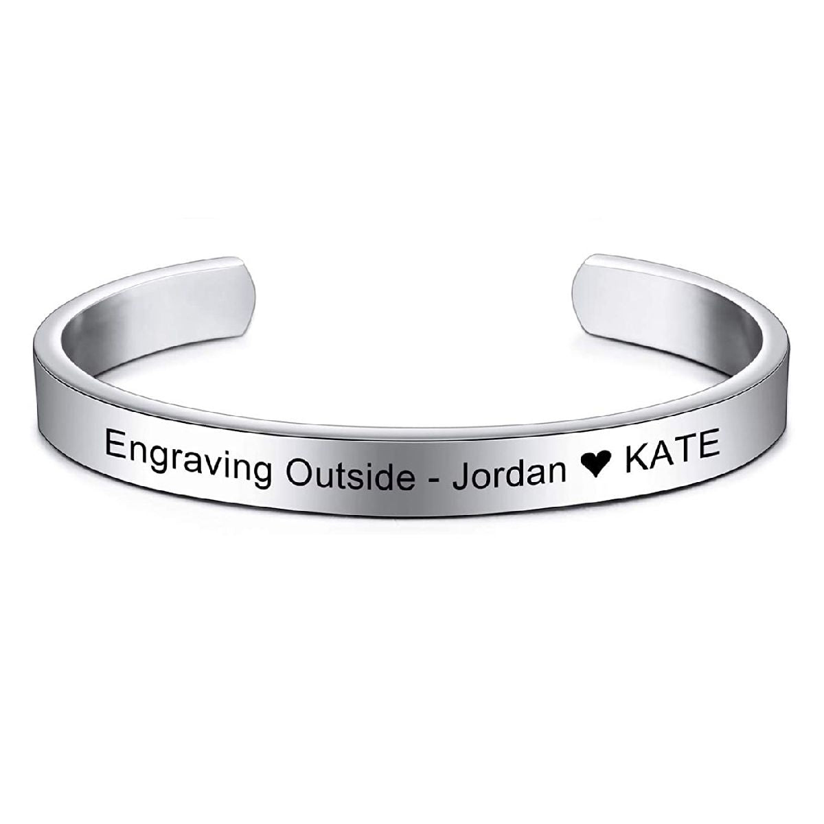 8Mm Stainless Steel Letter Engraved Silver Bangle Cuff Bulk
