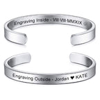 8Mm Stainless Steel Letter Engraved Silver Bangle Cuff Bulk