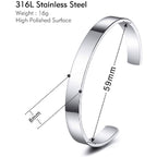 8Mm Stainless Steel Letter Engraved Silver Bangle Cuff Bulk