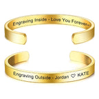 8Mm Stainless Steel Letter Engraved Silver Bangle Cuff Bulk