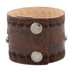 Skull Biker Punk Funky Brown Leather Wrist Band Bracelet Men Bulk