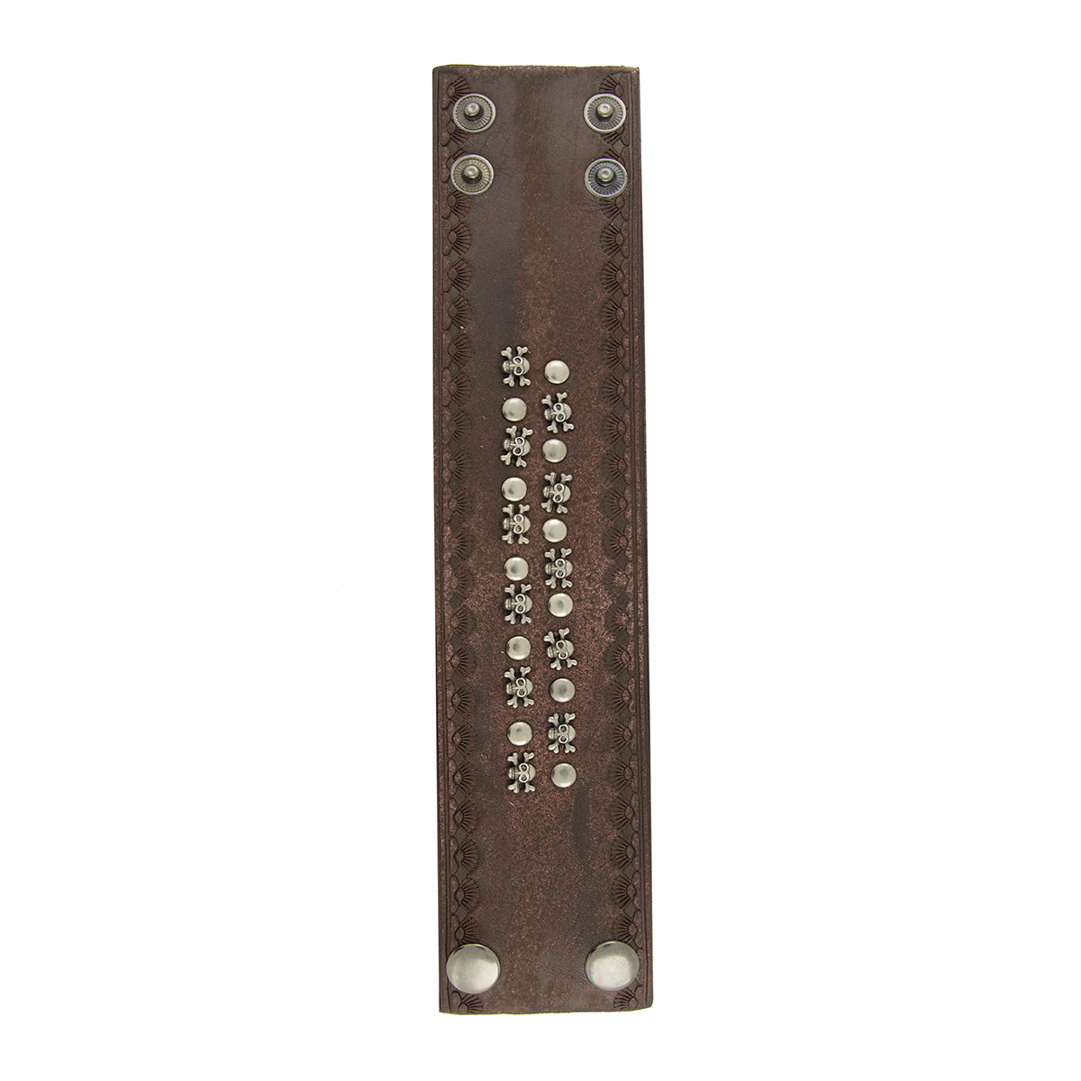 Skull Biker Punk Funky Brown Leather Wrist Band Bracelet Men Bulk