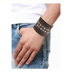Skull Biker Punk Funky Brown Leather Wrist Band Bracelet Men Bulk
