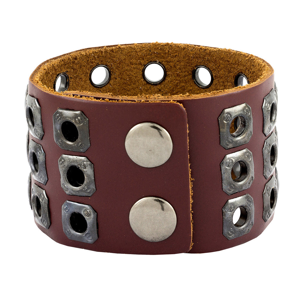 Biker Punk Funky Handcrafted Brown Leather Wrist Band Bracelet Bulk