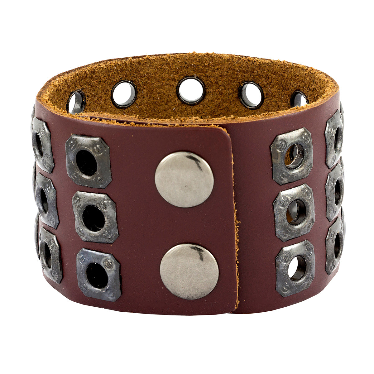 Biker Punk Funky Handcrafted Brown Leather Wrist Band Bracelet Bulk