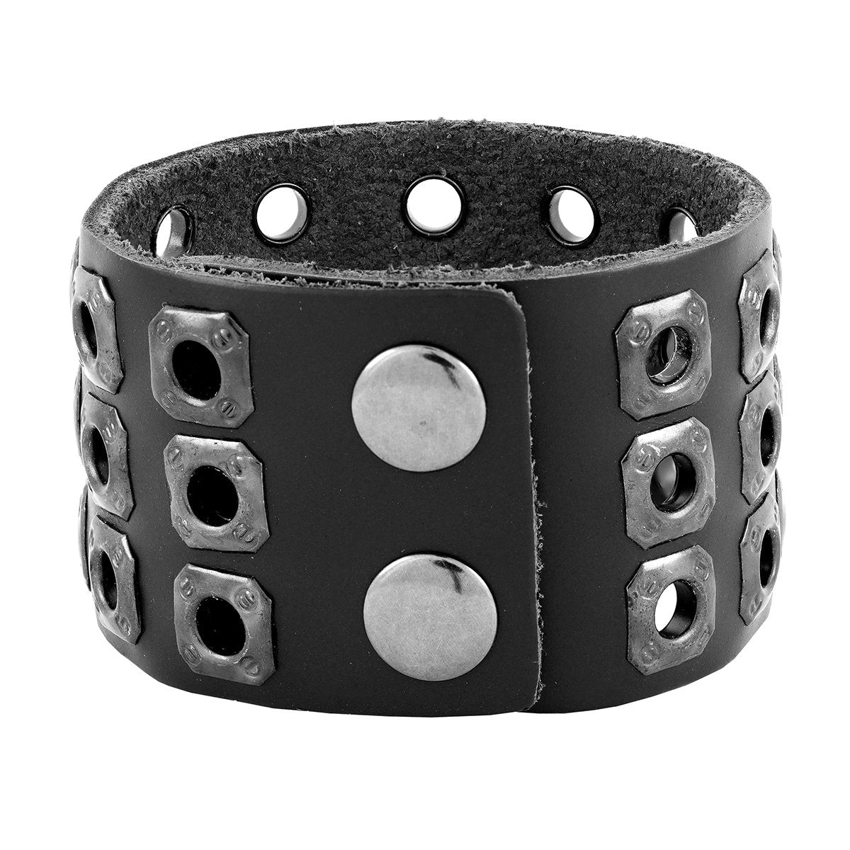 Biker Punk Funky Handcrafted Black Leather Wrist Band Bracelet Bulk