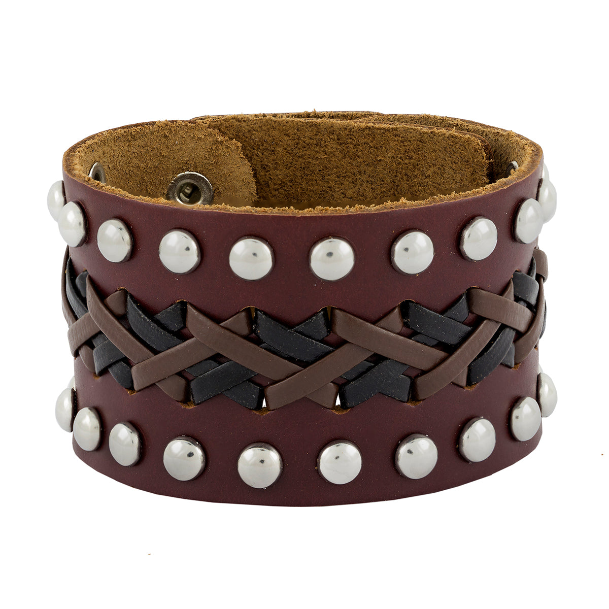 Biker Funky Braided Handcrafted Brown Leather Wrist Band Bracelet Secondary image