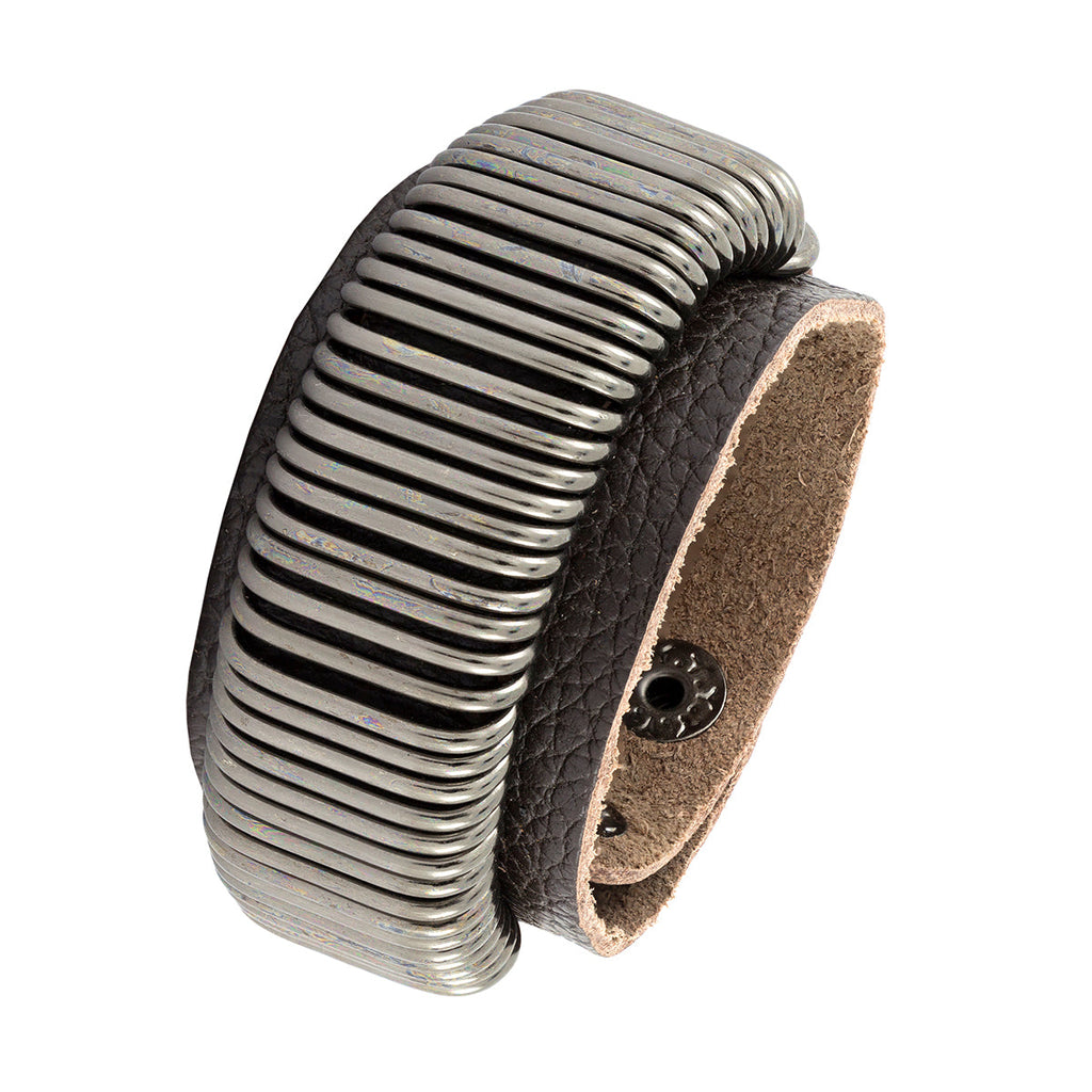 Biker Punk Funky Handcrafted Black Leather Wrist Band Bracelet Bulk
