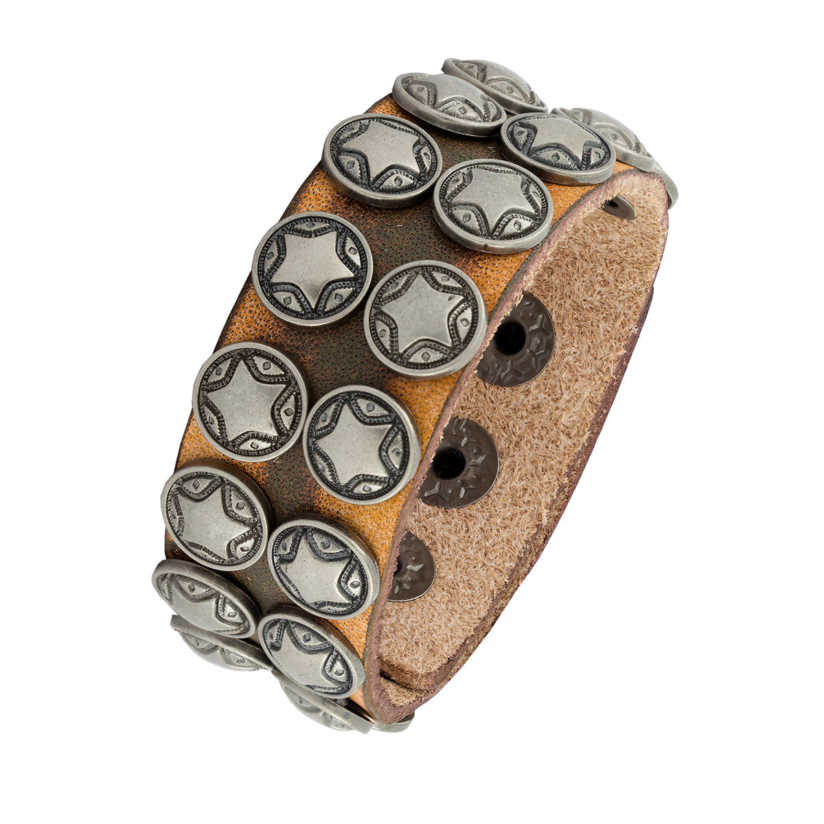 Star Slim Biker Funky Handcrafted Brown Leather Wrist Band Bracelet Main image