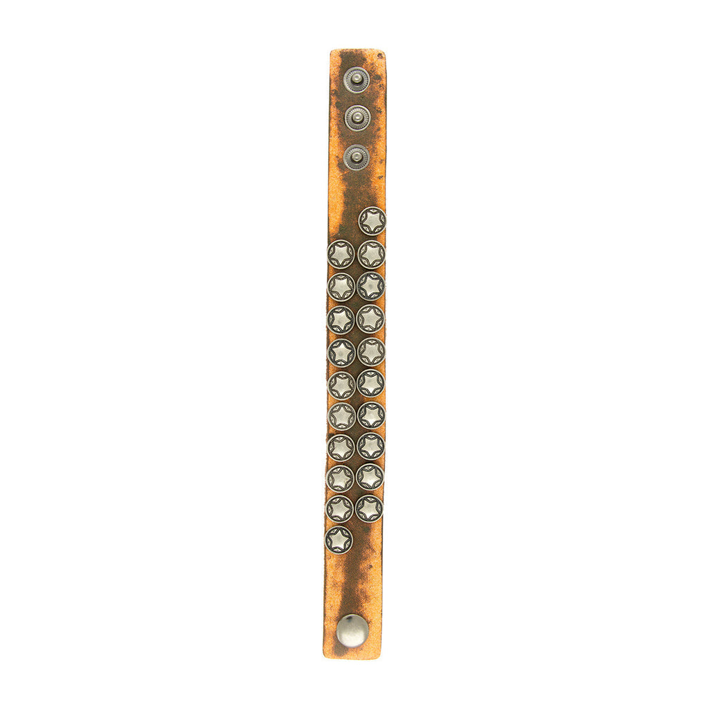 Star Slim Biker Funky Handcrafted Brown Leather Wrist Band Bracelet
