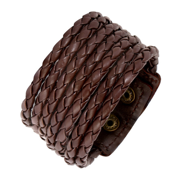 Rope Funky Genuine Handcrafted Brown Leather Bracelet Boys Bulk Main image