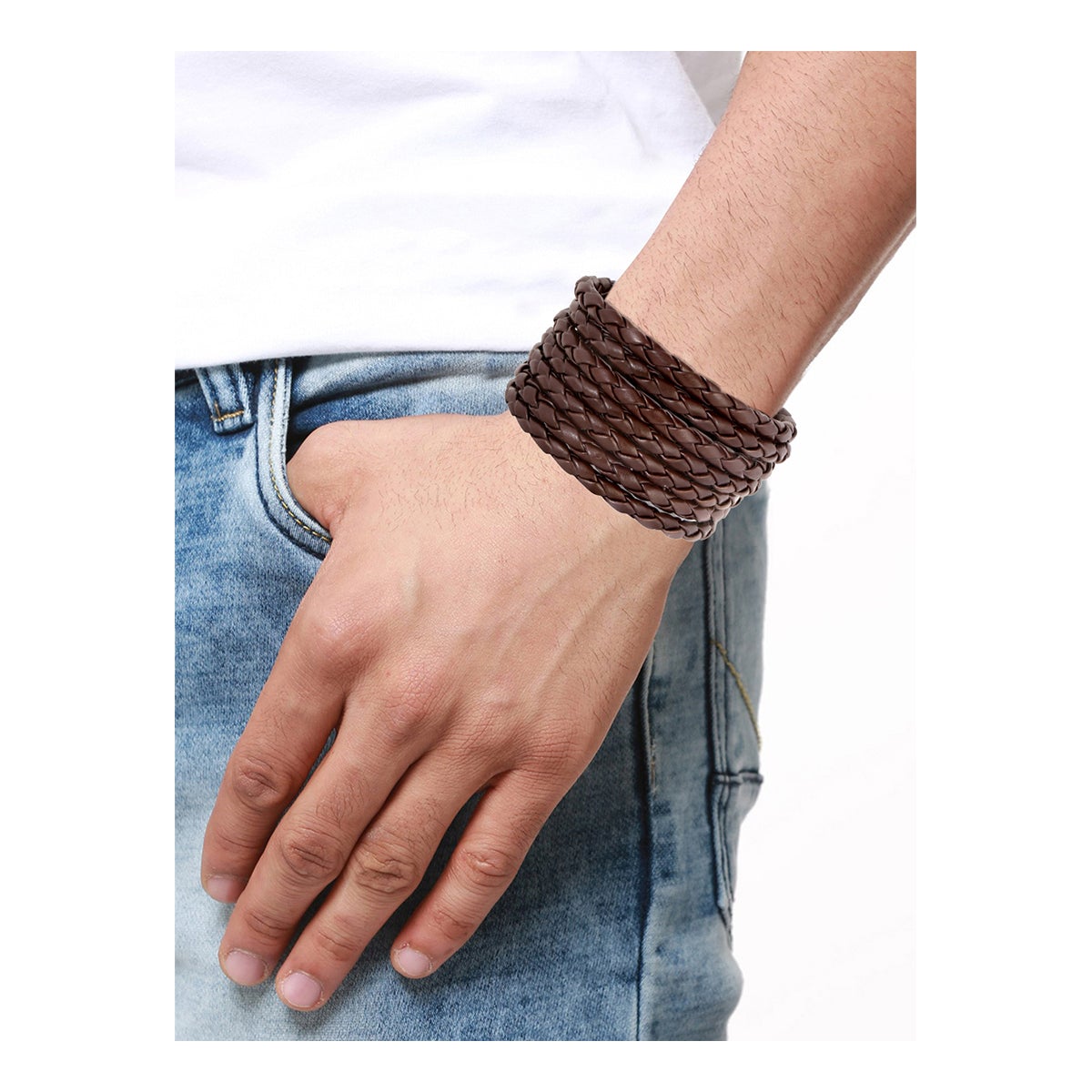 Rope Funky Genuine Handcrafted Brown Leather Bracelet Boys Bulk