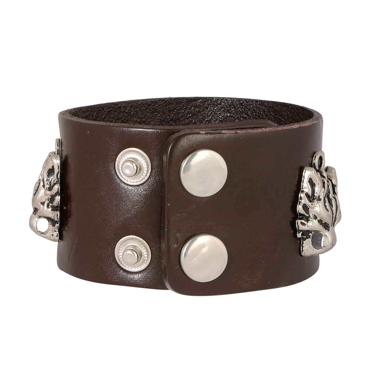 Tiger Funky Genuine Handcrafted Brown Leather Bracelet For Men Bulk