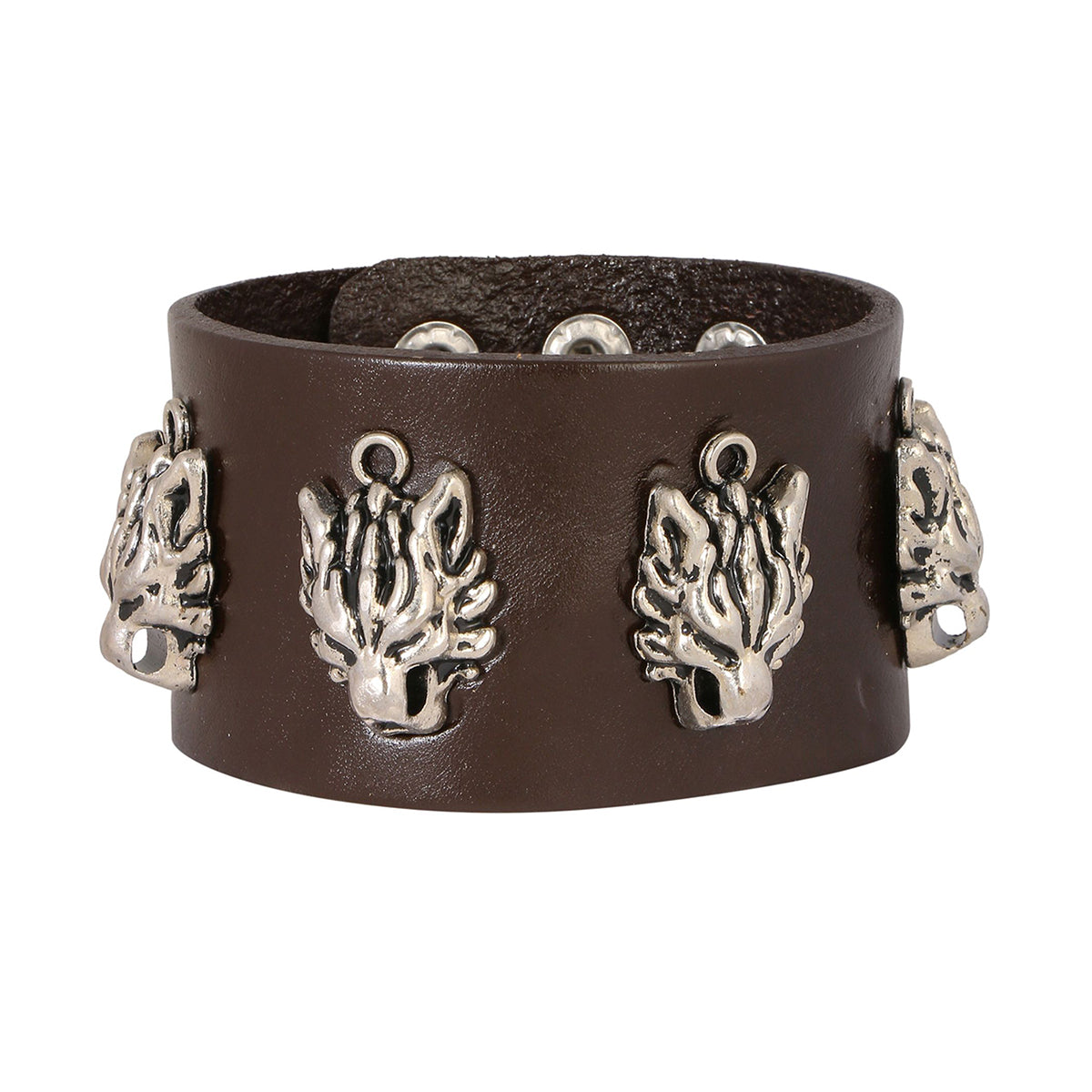Tiger Funky Genuine Handcrafted Brown Leather Bracelet For Men Bulk