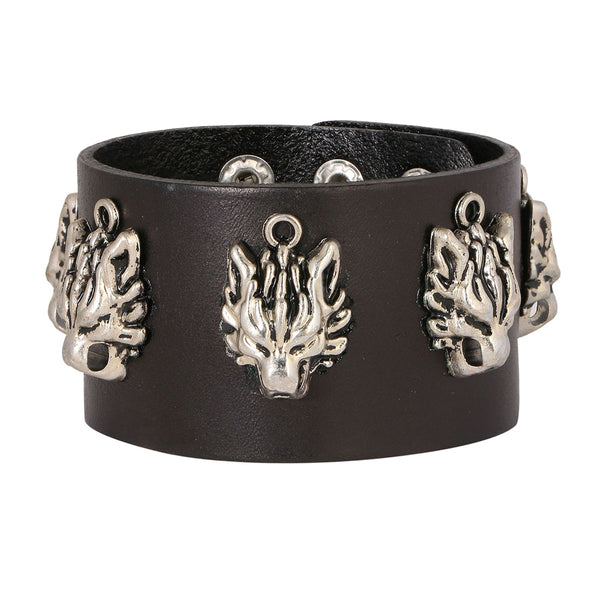 Tiger Funky Genuine Handcrafted Black Leather Bracelet For Men Bulk Secondary image