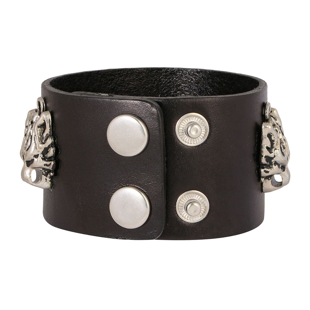 Tiger Funky Genuine Handcrafted Black Leather Bracelet For Men Bulk
