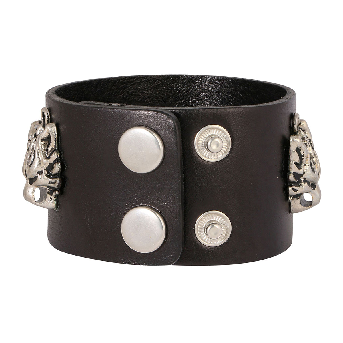 Tiger Funky Genuine Handcrafted Black Leather Bracelet For Men Bulk