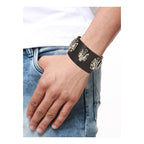 Tiger Funky Genuine Handcrafted Black Leather Bracelet For Men Bulk