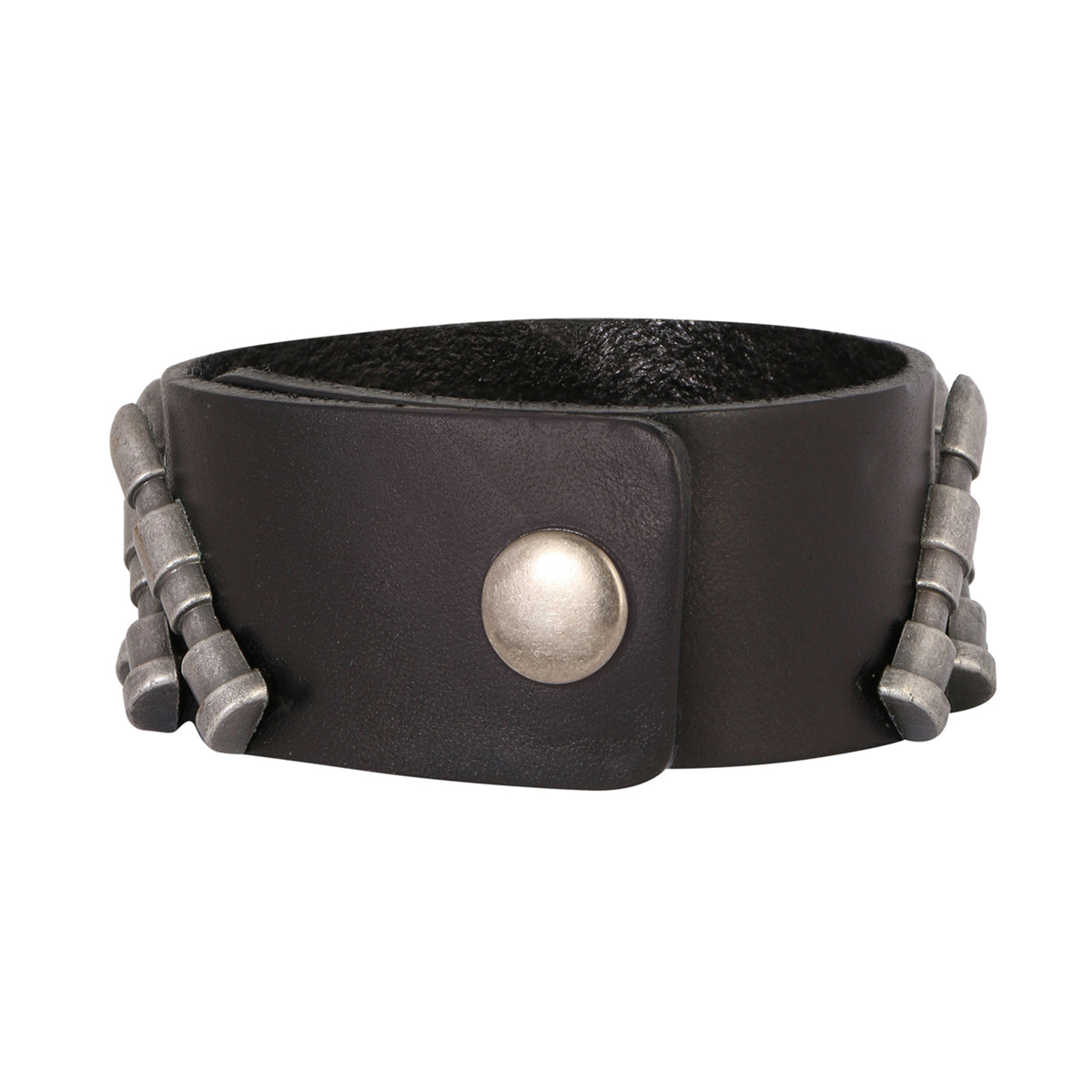 Skull Bullet Genuine Handcrafted Black Leather Bracelet For Men Bulk