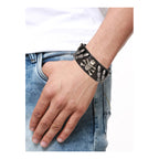 Skull Bullet Genuine Handcrafted Black Leather Bracelet For Men Bulk