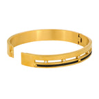 Screw Rope 18K Gold & Black CZ Stainless Steel Kada Bangle Men Bulk