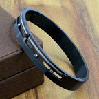 Black Silver Cubic Zirconia Stainless Steel Kada Bracelet Men Bulk