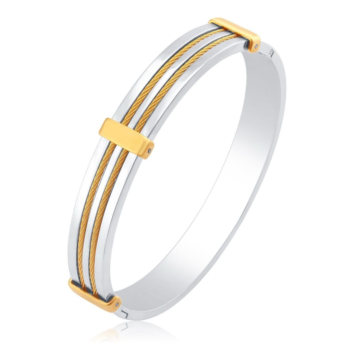 Rope Border 18K Gold Silver Stainless Steel Kada Bangle Bracelet Bulk